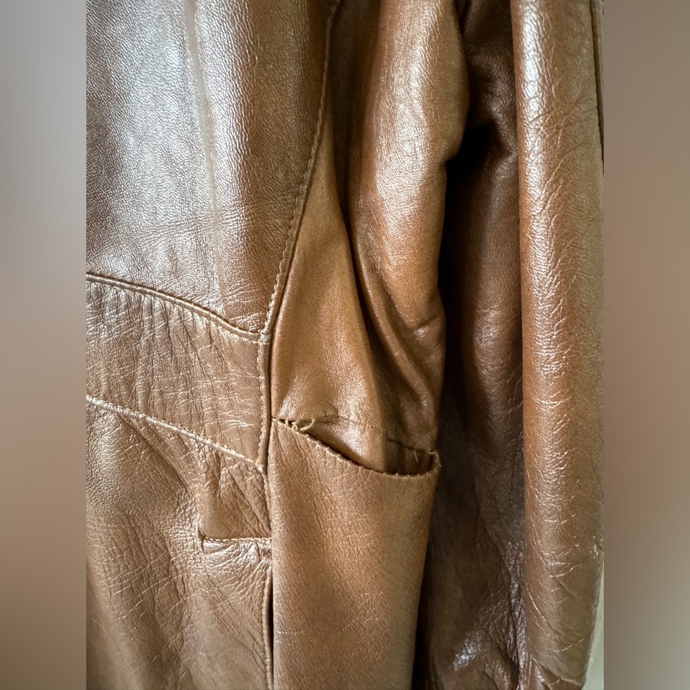 Vintage New Generation by Grais Brown Genuine Leather Jacket Blazer Size 46 - Picture 5 of 14